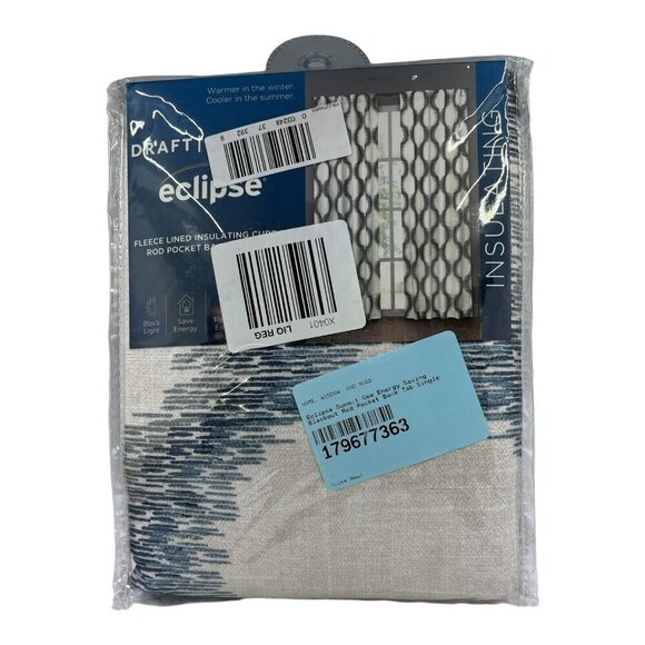 Eclipse Summit Geo Energy Saving Blackout Rod Pocket Blue 1 Curtain Panel 40x84 - Picture 3 of 7